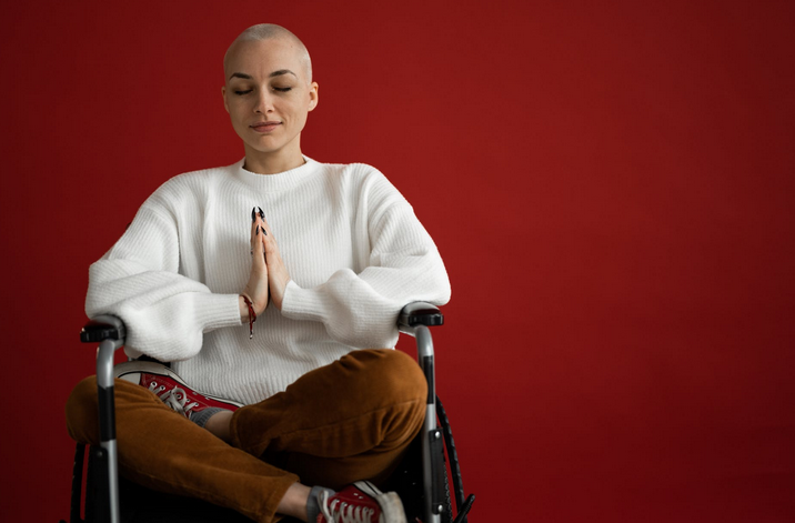 a patient sitting on a wheelchair